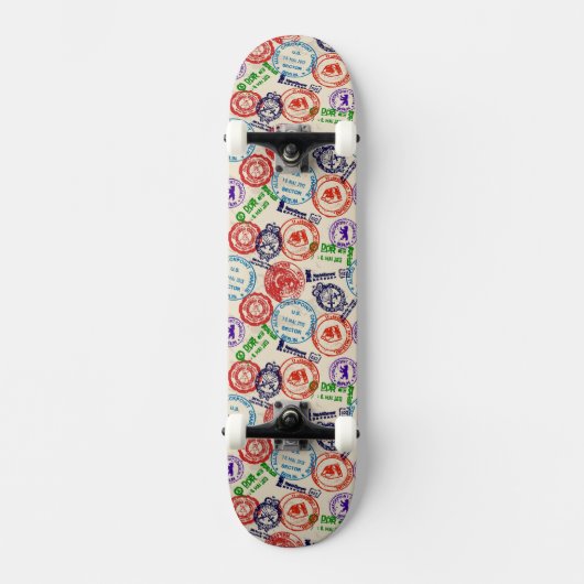 Textur mit echten Briefmarken. Skateboard (Vorderseite)