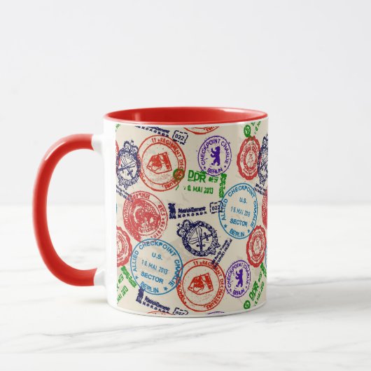 Textur mit echten Briefmarken. Tasse (Links)