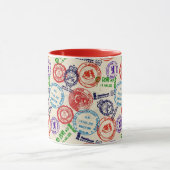 Textur mit echten Briefmarken. Tasse (Zentrum)
