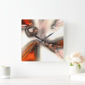 Textur mit intensiver Orange und Perlen oder Metal Quadratische Wanduhr (Zuhause)