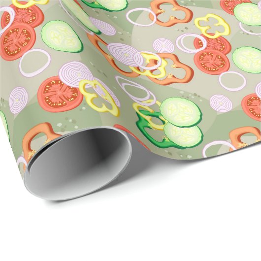 Textur mit Scheiben aus Gemüse Geschenkpapier (Rolleneckpunkt)