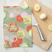 Textur mit Scheiben von Gemüse Geschirrtuch (Viertel Falte)