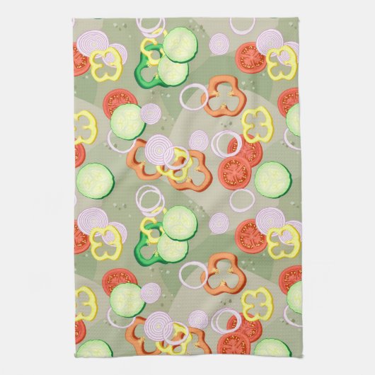 Textur mit Scheiben von Gemüse Geschirrtuch (Vertikal)