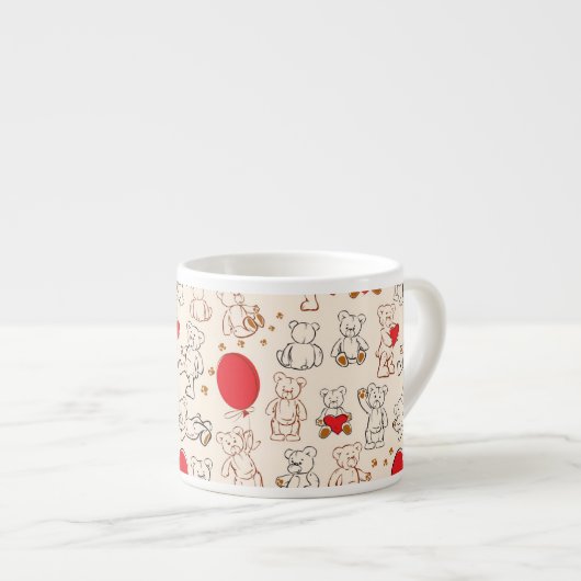 Textur mit Teddybären Espressotasse (Vorderseite Rechts)