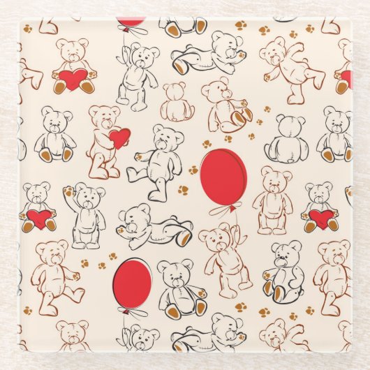 Textur mit Teddybären Glasuntersetzer (Vorderseite)