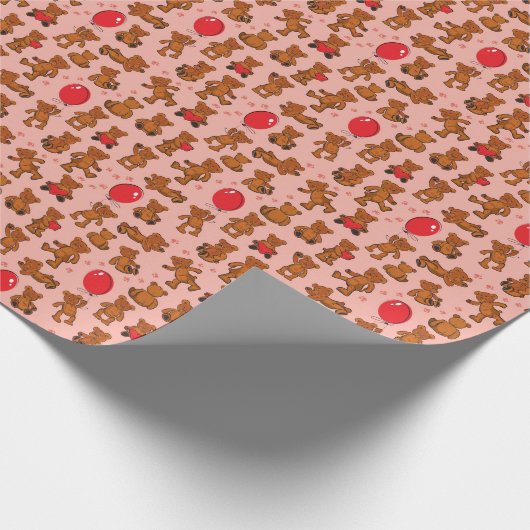Textur mit Teddybären, Herz Geschenkpapier (Ecke)