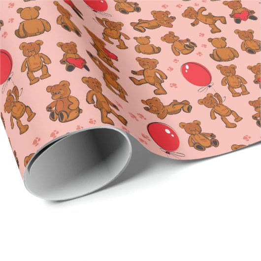 Textur mit Teddybären, Herz Geschenkpapier (Rolleneckpunkt)