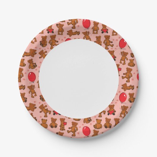 Textur mit Teddybären, Herz Pappteller (Vorderseite)