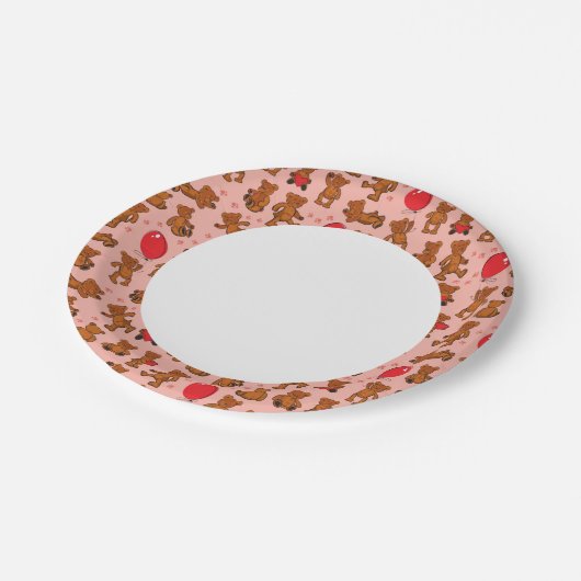 Textur mit Teddybären, Herz Pappteller (Schrägansicht)