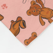 Textur mit Teddybären, Herzen Fleecedecke (Ecke)