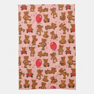Textur mit Teddybären, Herzen Handtuch