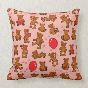 Textur mit Teddybären, Herzen Kissen