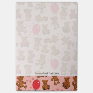 Textur mit Teddybären, Herzen Post-it Klebezettel