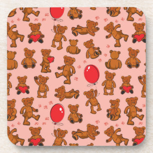 Textur mit Teddybären, Herzen Untersetzer