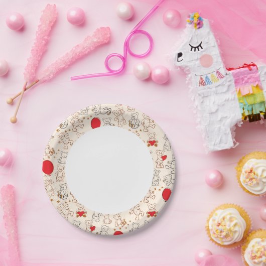 Textur mit Teddybären Pappteller (Party)