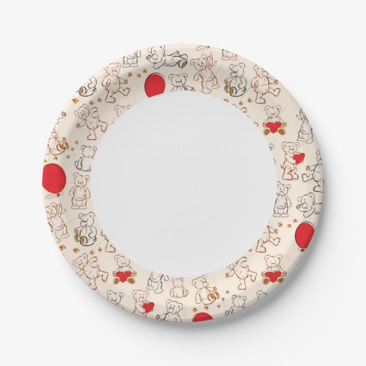 Textur mit Teddybären Pappteller (Vorderseite)