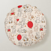 Textur mit Teddybären Rundes Kissen (Rückseite)