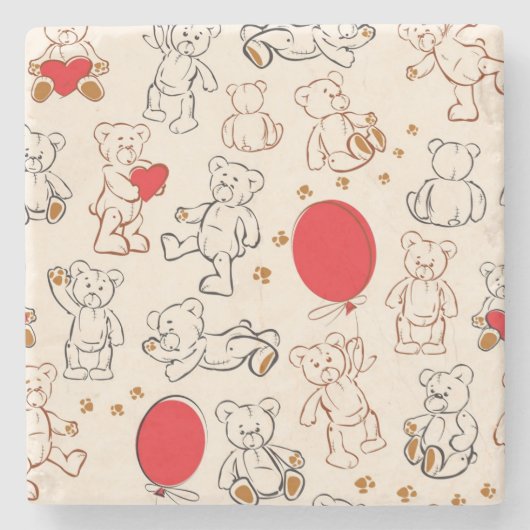 Textur Mit Teddybären Steinuntersetzer (Vorderseite)