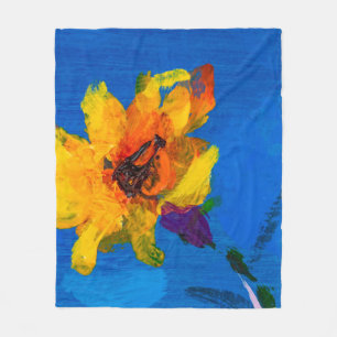 Textur-Ölgemälde Blumen, Kunst Gemalt Wildblumen Fleecedecke