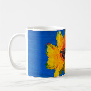Textur-Ölgemälde Blumen, Kunst Gemalt Wildblumen Kaffeetasse