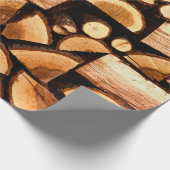 Textur. Pile aus gehacktem Brennholz, Winter Geschenkpapier (Ecke)