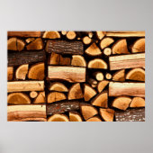 Textur. Pile aus gehacktem Brennholz, Winter Poster (Vorne)