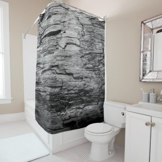 Textur schwarz-weißer Holzbaum Duschvorhang (Beispiel)