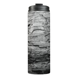 Textur schwarz-weißer Holzbaum Thermosbecher