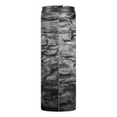 Textur schwarz-weißer Holzbaum Thermosbecher (Rückseite)