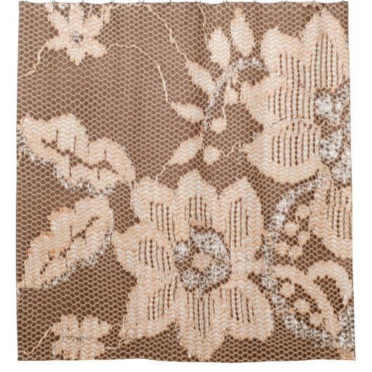 Textur Spitzen Stoff. Spitze auf weißem Hintergrun Duschvorhang (Vorderseite)