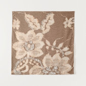 Textur Spitzen Stoff. Spitze auf weißem Hintergrun Wandteppich (Vorderseite (Horizontal))