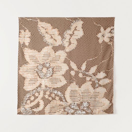 Textur Spitzen Stoff. Spitze auf weißem Hintergrun Wandteppich (Vorderseite (Horizontal))