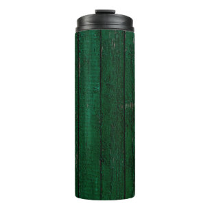 Textur und Hintergrund Altes Holz lackierte grüne  Thermosbecher