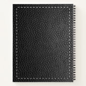 Textur und Sticken aus schwarzem Leder Notizblock (Rückseite)