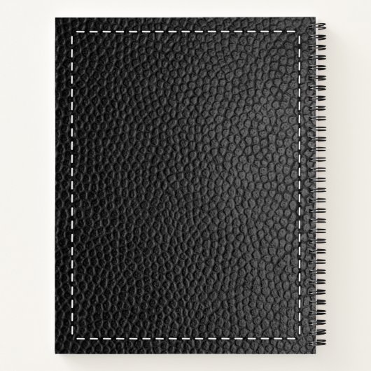 Textur und Sticken aus schwarzem Leder Notizblock (Rückseite)