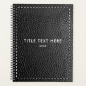 Textur und Sticken aus schwarzem Leder Planer (Vorderseite)