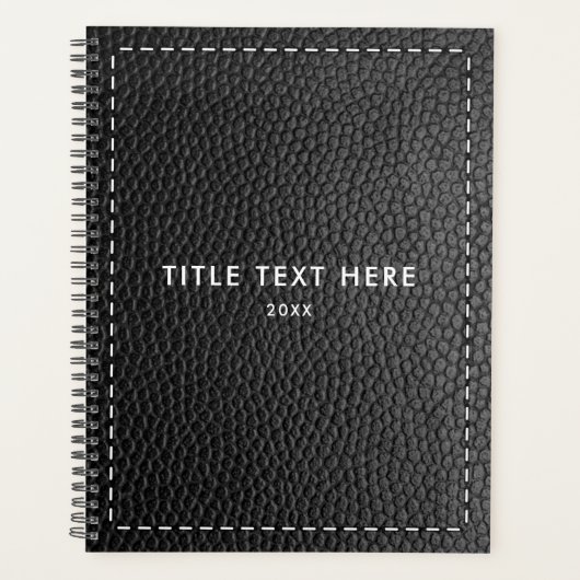 Textur und Sticken aus schwarzem Leder Planer (Vorderseite)