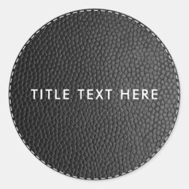 Textur und Sticken aus schwarzem Leder Runder Aufkleber