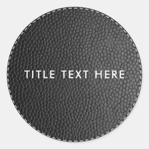 Textur und Sticken aus schwarzem Leder Runder Aufkleber