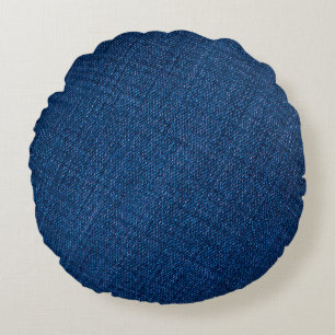 Textur von Navy-Denim-Jeans Rundes Kissen