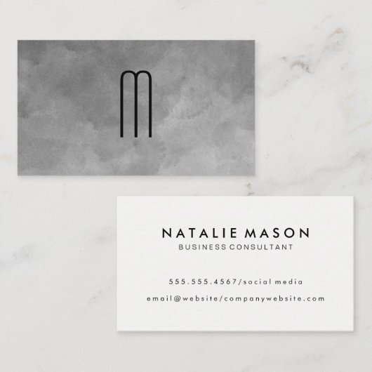 Textur Wasserfarbenmonogramm Visitenkarte (Vorne/Hinten)