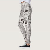 Textur Zeitungs-Leggings Leggings (Links)