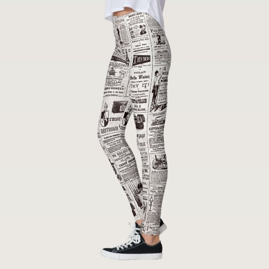Textur Zeitungs-Leggings Leggings (Links)