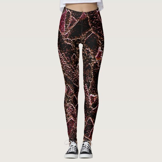 Textura estilo rocha marrom entalhada leggings (Vorderseite)