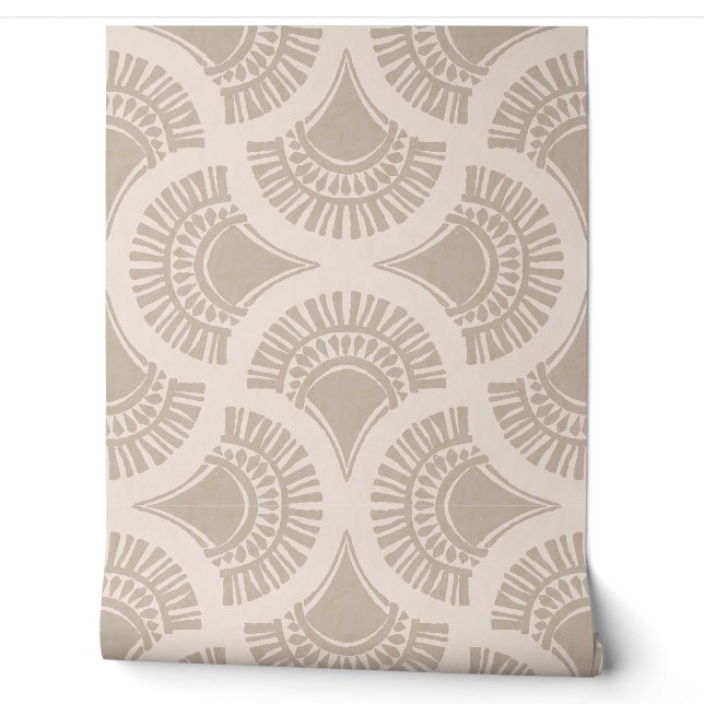 Texturale Boho-Geometrie-Sonnen-Fächer - Stein und Tapete (Abrollen)