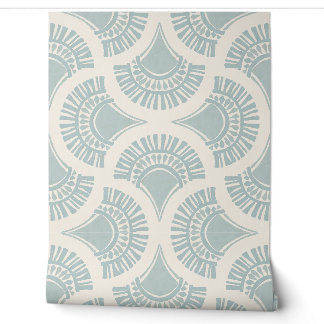Texturale Boho-Geometrie-Sonnenlüfter - Puderblau Tapete