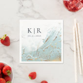 Texturblau Gold moderne Hochzeit Papier Napkins Serviette (Beispiel)