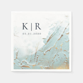 Texturblau Gold moderne Hochzeit Papier Napkins Serviette