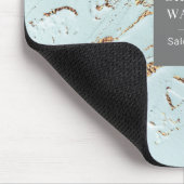 Texturblau-Gold-Monogramm-Mousepad Mousepad (Ecke)