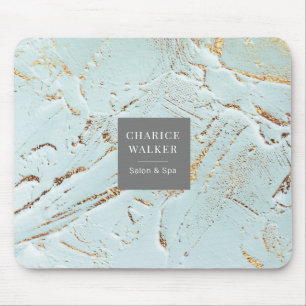 Texturblau-Gold-Monogramm-Mousepad Mousepad